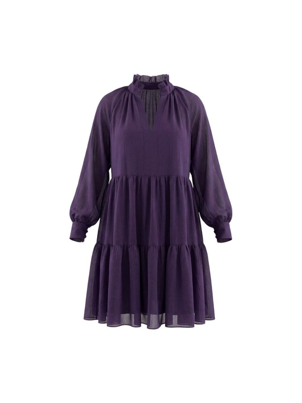 1 State Elegant Purple lined Tiered Babydoll Women's Dress sz Small